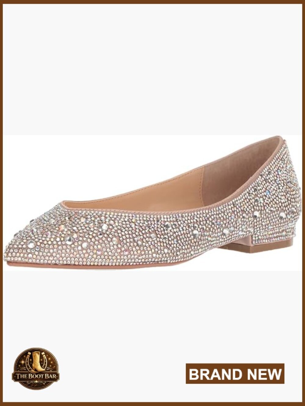 Rhinestone Embellished Ballet Flat, Pointed Toe, Felt Insole, Synthetic Sole